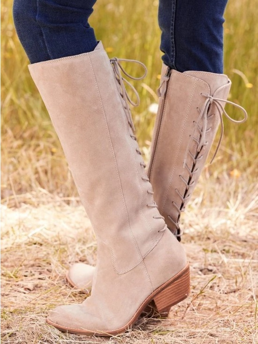 Sofft Sharnell Knee High Boots Cashmere Suede Lace Up Women’s Size 10M NWOT